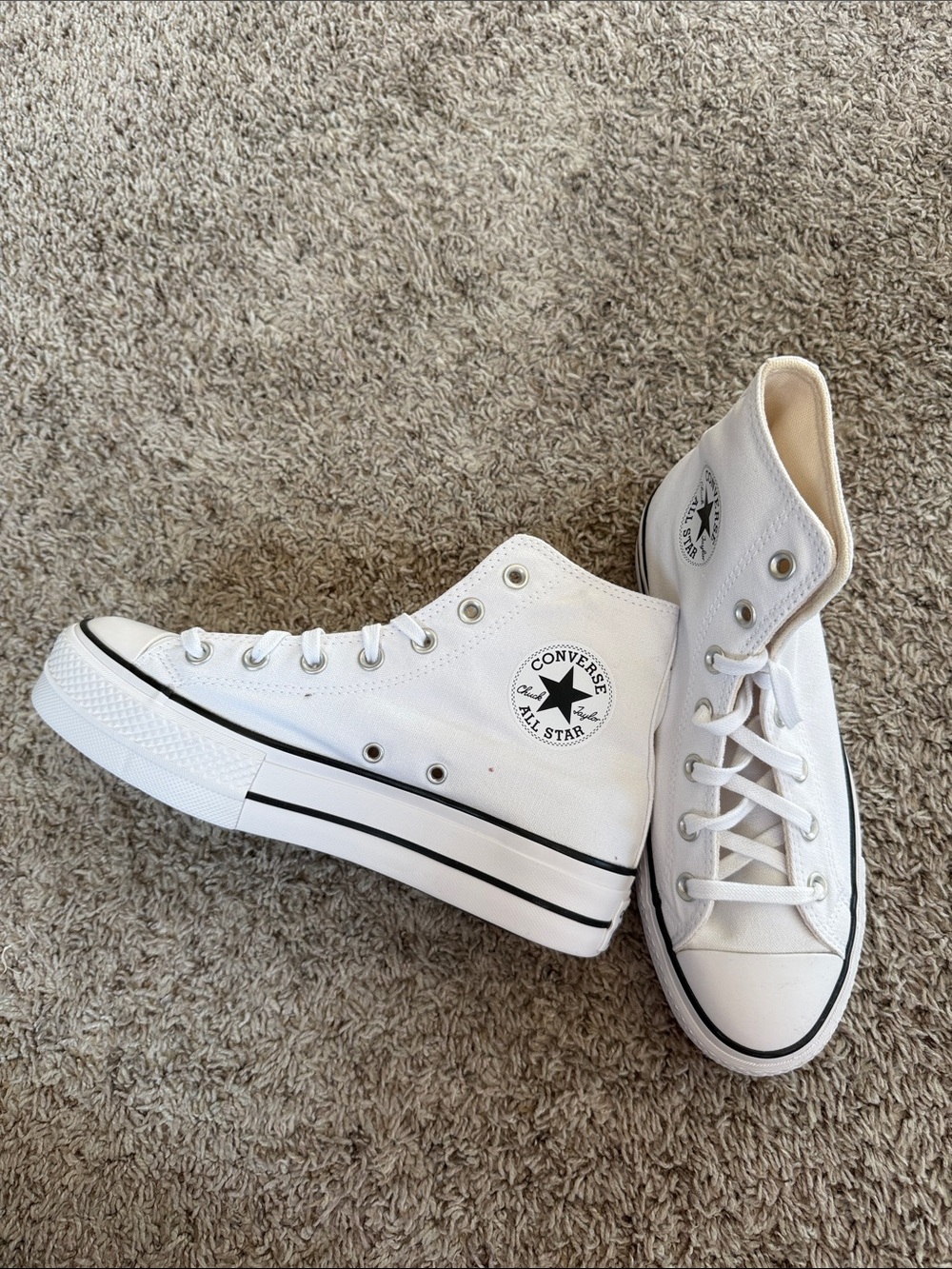 Converse All Star High Top Sneakers - White with Black Accents platforms